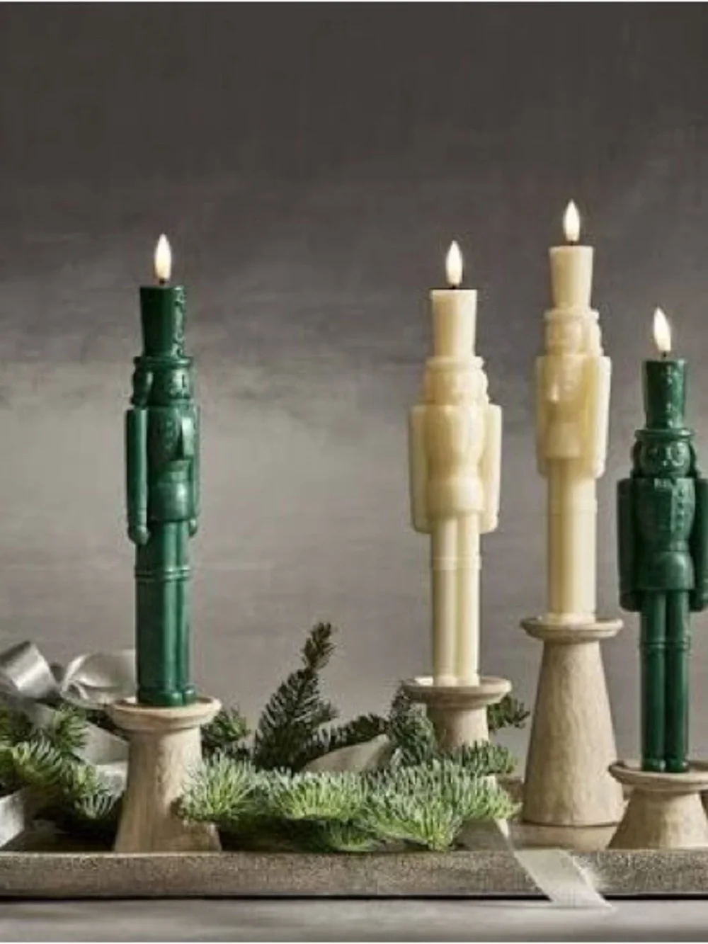 Pottery Barn Set of 2 Flameless Nutcracker Taper Candles BNWT